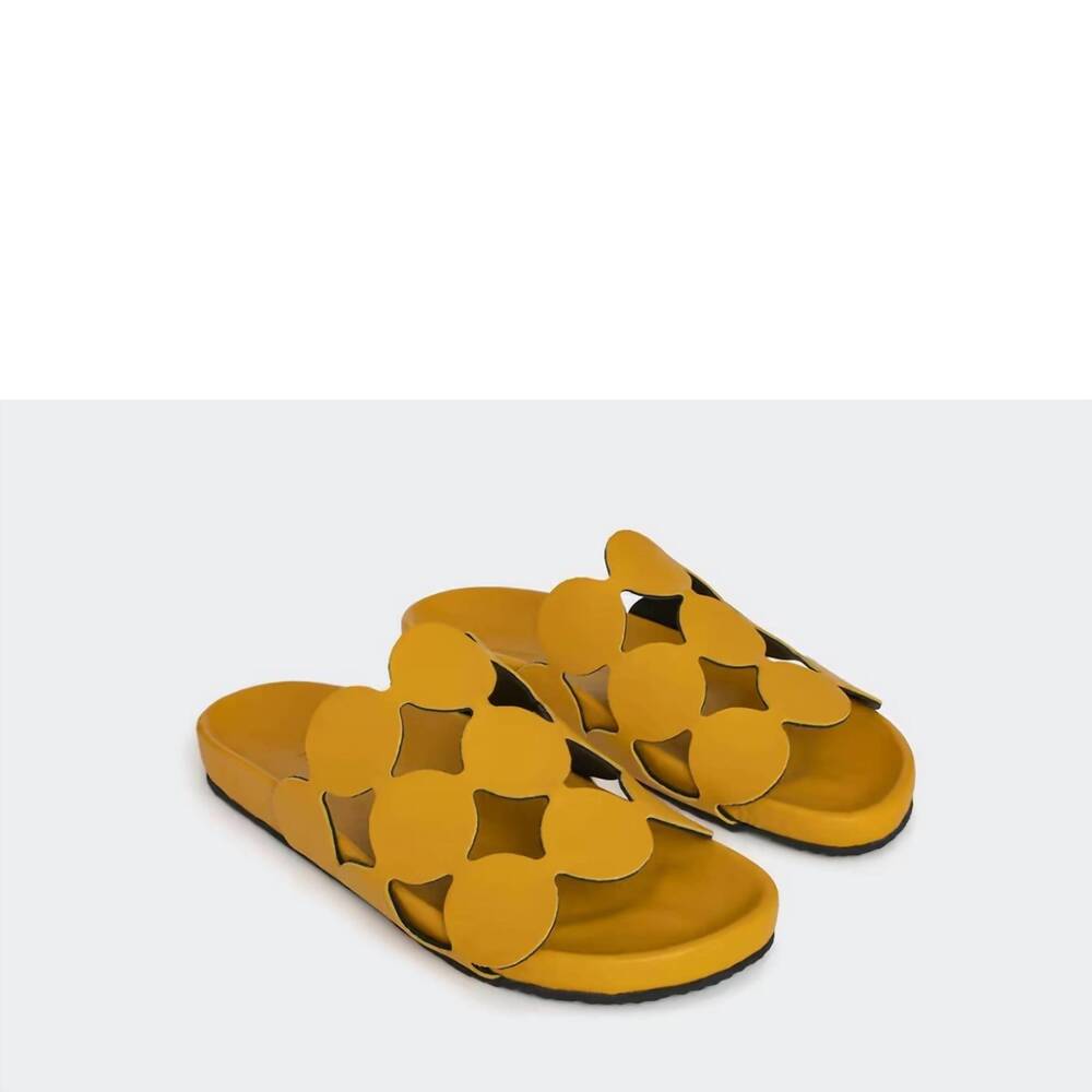 NEW PIERRE HARDY women's bulles sandals in calf yellow